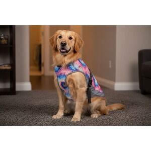 Canada Pooch Tie Dye Dog Cooling Vest Pink Blue Mesh Adjustable Harness XL (20)
